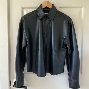 ARITZIA Babaton Pelli Vegan Leather Jacket, relaxed- hip length, black, size-2XS